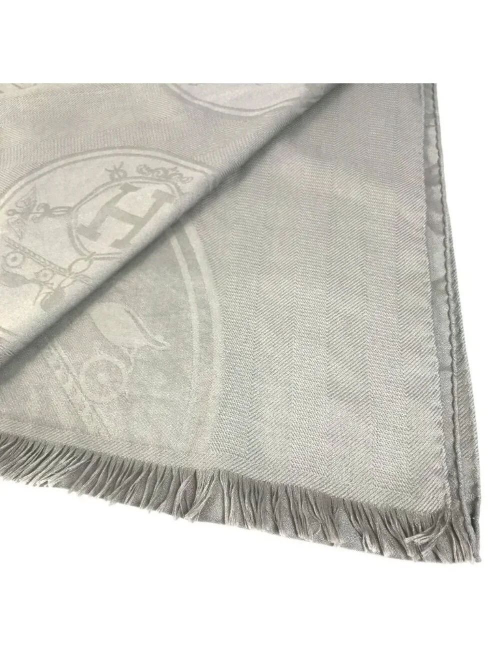 Hermes Shawl New Libris Cashmere Gray Scarf - Picture 6 of 9